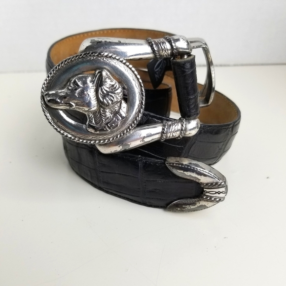 Brighton Accessories - Black Brighton belt with dog buckle size medium